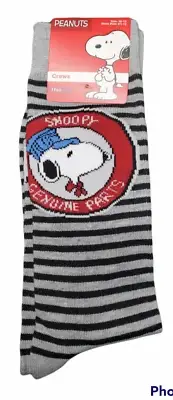 Peanuts Snoopy - GENUINE PARTS- 1 Pair Men's Grey Crew Socks Size 10-13 Shoe