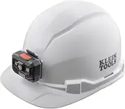 Klein Tools 60107RL Hard Hat, Rechargeable Headlamp, Non-vented, Cap Style, Padded Self-Wicking Odor-Resistant Sweatband, Tested up to 20kV, White