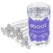 eBoot 40 Pack Flower Crystal Rhinestone Hair Pins with a Storage Bag for Brid...