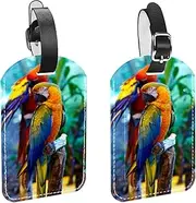 [WOSHJIUK] Luggage Tags,2 Pack Labels Suitcase Tags,Tropical Parrot Bird,Luggage Tags Privacy Protection Travel Bag Tag