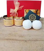 Aaranyam Spa gift Set for women Majestic Oudh bath bomb, Handmade organic soaps, Body butter, Sugar Scrub, wooden soap dish great gift hamper for birthday, anniversary, festivals, party return gift.