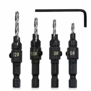 4PCS Countersink Drill Bit Set Woodworking Pilot Hole Hex Shank Tool