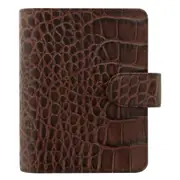 Filofax Classic Pocket Organiser Planner Notepad Crocodile Leather Chestnut