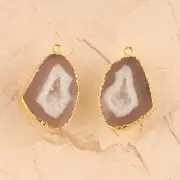 Superb Quality Gray Geode Druzy Gold Plated DIY Making Pair Jewelry Connectors