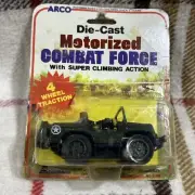 Vintage NIP 1981 Arco Combat Force DieCast Motorized 4" Army Military H-Q JEEP