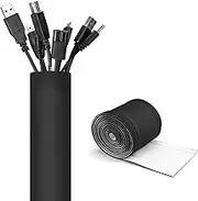JOTO 3M(L)*13.5CM(W) Cable Management Sleeve[2 Packs], Cuttable Neoprene Cord Organizer System, Flexible Cable Wrap Cover Wire Hider for Desk TV Computer Office Home Theater -Black, Large