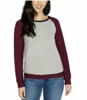 Buffalo David Bitton Womens Cozy Pullover Top Size M Burgundy gray