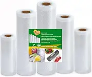 Vacuum Food Sealer Roll Bags (12+15+17+20+22) x500cm 5 Rolls Vacuum Seal Bags, Seal Storage Commercial Grade Bag Rolls Compatible with All Vac Machines, Food Saver, Seal a Meal,Storage Bags