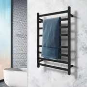 ACA Bathroom Square Electric Heated Towel Rail Rack Warmer Wall Mounted 8 Bars Stainless Steel Black SAA