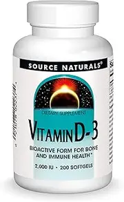 Source Naturals Vitamin D-3 2000 iu Supports Bone & Immune Health - 200 Softgels