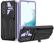 Detachable Card Holder Case for Galaxy A54 5G, Dual-Layer Protective Case with Kickstand Heavy Duty Cover for Galaxy A54 5G, Purple