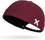 QOHNK No Brim Hat Adjustable Rolled Cuff Brimless Hats for Men Hip-Hop Brimless Embroidered Hat for Women Worker Sailor Cap