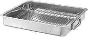 [IKEA] KONCIS Roasting pan with Grill Rack, Stainless Steel (1, 16x13)