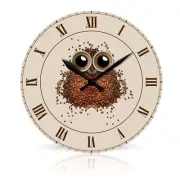 Coffee Owl br Round Acrylic Wall Clock 10.75"