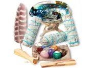 Smudge Kit, Sage Bundles, Palo Santo Sticks, Abalone Shell set, Healing Stones