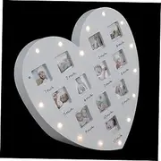 12-month Baby Growth Record Photo Frame Acrylic Light Heart Shape Baby Picture Rack Decor for Home