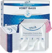 Absorbent Vomit Bags Disposable,12Pcs Emesis Bags-Turns Vomit into Gel, Leak Resistant Barf Bags, Portable 900ml Nausea Bags for Travel Motion Sickness, Pregnancy,Kids (12)