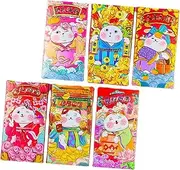 Generic 6pcs Lucky Cat Red Envelope Dragon Year Red Packet Year Money Envelopes Tin Red Envelope Hong Bao Spring Festival Supplies Red Envelopes 2023 Money Pouch Red Packets Paper
