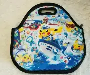 ADORABLE ~ POKEMON PIKACHU & FRIENDS LUNCH ZIP TOTE BAG HANDLE NEOPRENE MATERIAL