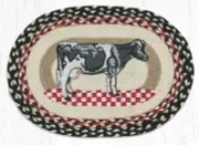 Set of 2 Braided Jute Oval Stenciled Placemat/Trivet/Swatch. Earth Rugs. COW.