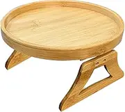 Sofa Armrest Tray - Sofa Arm Clip Table | Foldable Couch Armrest Table | Wooden Couch Tray | Side Organizer Clip On Traywith Diameter 25cm/9'', Couches Side TV Tables for Eating Drinking