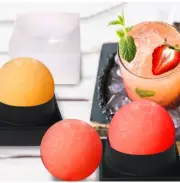 Ice Molds Silicone Freezer Press Ice Ball Maker Mold for Large Round 2 Pack