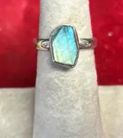 Sterling silver ring size 6 Labradorite Raw