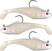 Pre-Rigged Jig Head Paddle Tail Lures Swim Shad 3PCS 4" 1oz Soft Plastic Swimbait for Freshwater and Saltwater