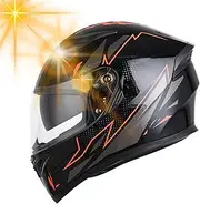 GARCAN Full Face Hat | Full Face Dual Lens Shield Street Motorcycle Hat - Mountain Hat for Adults Men and Women, Cycling Hat for Motorcycles, Scooters & Mopeds