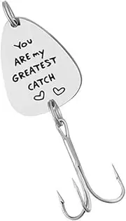 GANAZONO 1Pc Engraved Fishing Hook Present You are My Greatest Catch Lure for Father's Day for Dad Husband Fisherman Durable and Stylish Design