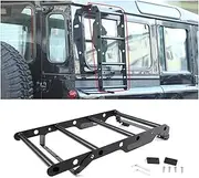 Car Styling Alloy Black Car Rear Door Tailgate Roof Climbing Ladder Kit Compatible For Land Rover Defender 90 110 2004-2009 Car Accessories(Black b)