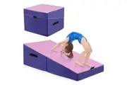 Costway 2-Fold Gymnastics Mat Floor Exercise Yoga Mat Tumbling Mat Aerobics Stretching Pink