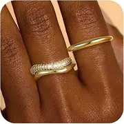 [FAONDU] Stackable Gold Rings for Women Non Tarnish Dainty 14k Gold Plated Stacking Ring Set for Women Trendy Cubic Zirconia Thumb Wedding Engagement Bands Rings for Women Size 5 6 7 8 9 10 11