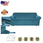 Non-Slip Elastic Sofa Cover in Rich Peacock Blue - Machine Washable Comfort