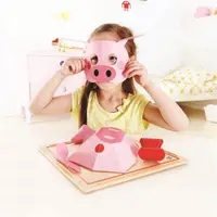 在飛比找樂天市場購物網優惠-【德國Hape愛傑卡】木製工藝系列粉紅豬掛畫面具
