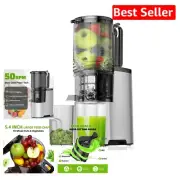 Cold Press Juicer – 400W Masticating Machine with 5.4'' Feed Chute in Light Gray
