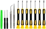 12 in 1 Torx Screwdriver Sets, Magnetic Precision Screwdrivers with T3 T4 T5 T6 T7 T8 T10 Repair Kit, ESD Tweezers & Philip Slotted Star Screwdrivers for Camera/Mac/Computer/Xbox/PS4