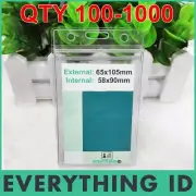 VERTICAL ID CARD HOLDER POUCH CLEAR PORTRAIT WATERPROOF BADGE NAME TAG ZIP LOCK
