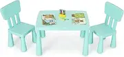 BABY JOY Kids Table and Chair Set, 3 Piece Children Activity Table for Reading, Drawing, Writing, Snack Time & Arts Crafts, Toddler Play Study Dining Desk & Chair for Preschool & Playroom (Green)