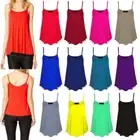 Womens Ladies Cami Vest Top Sleeveless Swing Strappy Plain Top UK Size 8-26