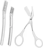 FOYTOKI Safe Flexible Eyebrow Razor Scissor Set Grooming Kit for Precision Shape