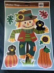 FALL AUTUMN Window Clings SCARECROW, CROWS, PUMPKINS