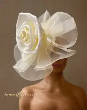 Cream Rose Kentucky Derby Fascinator Bridal Veil Royal Ascot Hat Easter Hat