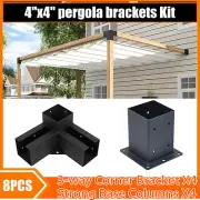 Heavy duty 4x4'' Pergola Bracket Kit inner 3.5x3.5 3-Way Woodworks DIY Post 8pcs