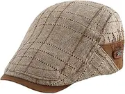 [Lifup] Mens Adjustable Plaid Ivy Newsboy Hat Classic Herringbone Tweed Wool Blend Flat Cap Driving Cabbie