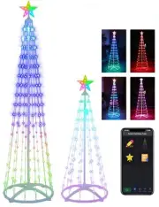 Set of 2 Smart Outdoor Christmas Trees for Yard, Programmbale Lightshow 6Ft 4...