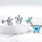 Opal & Turquoise Flower Top Helix Tragus Cartilage Daith Barbell Stud Earring