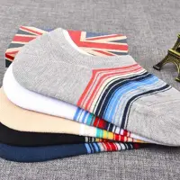 在飛比找Yahoo!奇摩拍賣優惠-襪子【FSM018】彩色條紋男隱形襪 短襪 運動襪 條紋襪 
