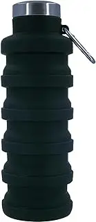 Lizbin Collapsible Water Bottle, Foldable Water Bottles 17oz, Portable Leak Proof Sports Water Bottle, BPA Free Reusable Travel Water Bottle, Silicone Collapsible Water Bottles with Carabiner (Black)