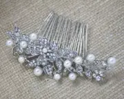 Silver tone hair comb bridal wedding crystal rhinestone hair accessories ha4907